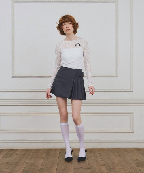 EIMY ISTOIRE（エイミーイストワール）の「【PRE ORDER】ハーフプリーツミニスカートショーパン（スカート・レディース・ブラック/ベージュ/グレー・38/36）」の20枚目の写真