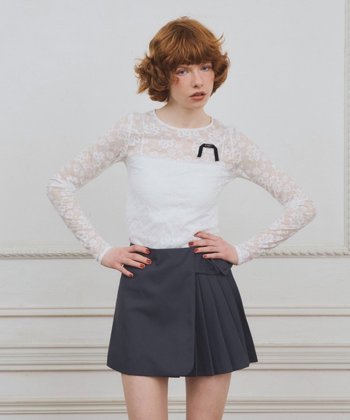 EIMY ISTOIRE（エイミーイストワール）の「【PRE ORDER】ハーフプリーツミニスカートショーパン（スカート・レディース・ブラック/ベージュ/グレー・38/36）」の4枚目の写真