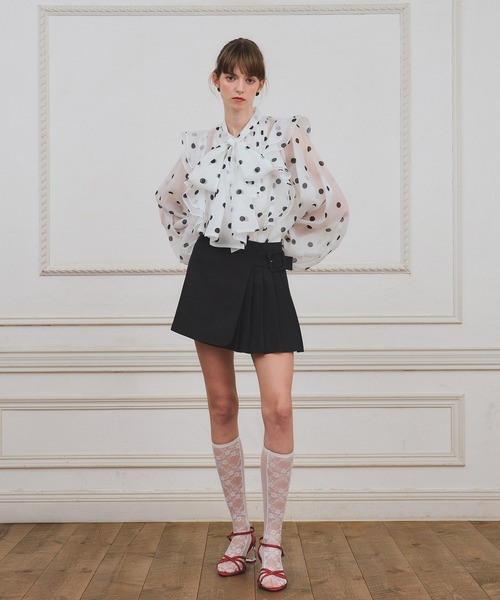 EIMY ISTOIRE（エイミーイストワール）の「【PRE ORDER】ハーフプリーツミニスカートショーパン（スカート・レディース・ブラック/ベージュ/グレー・38/36）」の6枚目の写真