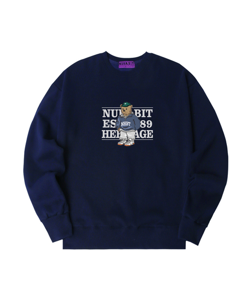 NUHABIT（ニューハビット）の「NEH BEAR オーバーサイズ 裏起毛 スウェット (GOM4-5NH1346)（スウェット・メンズ・ブラック/ホワイト/ネイビー/ライトグレー/グレー/アイボリー・MEDIUM/LARGE/X-LARGE）」の6枚目の写真