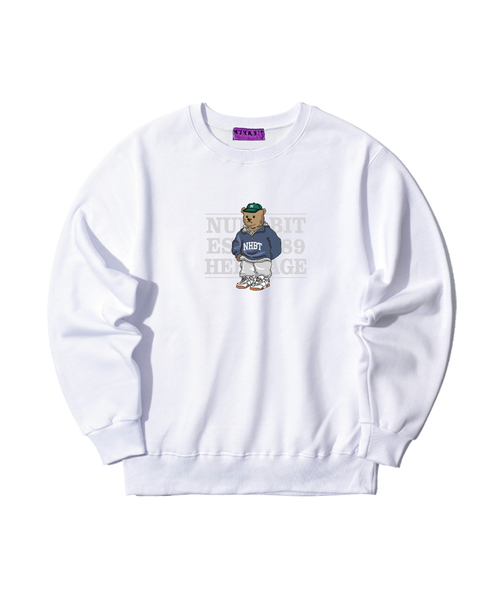NUHABIT（ニューハビット）の「NEH BEAR オーバーサイズ 裏起毛 スウェット (GOM4-5NH1346)（スウェット・メンズ・ブラック/ホワイト/ネイビー/ライトグレー/グレー/アイボリー・MEDIUM/LARGE/X-LARGE）」の2枚目の写真