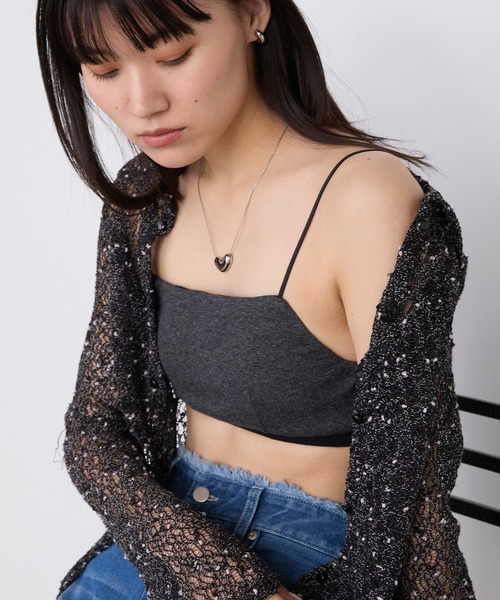 MILLER（ミラー）の「【forksy.】【Robert P. Miller/ ロバート ピー ミラー】カップ付き スクエアネック パネルリブ ブラトップ（キャミソール・レディース・チャコールグレー/ブラック/アイボリー/レッド/ライトグレー・FREE）」の3枚目の写真