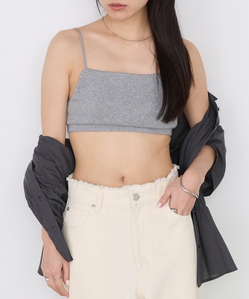 MILLER（ミラー）の「【forksy.】【Robert P. Miller/ ロバート ピー ミラー】カップ付き スクエアネック パネルリブ ブラトップ（キャミソール・レディース・チャコールグレー/ブラック/アイボリー/レッド/ライトグレー・FREE）」の4枚目の写真