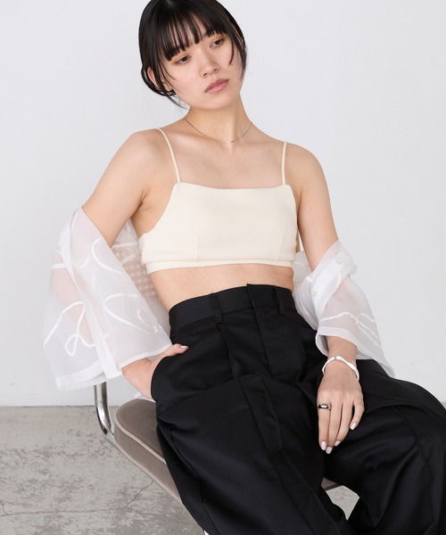 MILLER（ミラー）の「【forksy.】【Robert P. Miller/ ロバート ピー ミラー】カップ付き スクエアネック パネルリブ ブラトップ（キャミソール・レディース・チャコールグレー/ブラック/アイボリー/レッド/ライトグレー・FREE）」の17枚目の写真