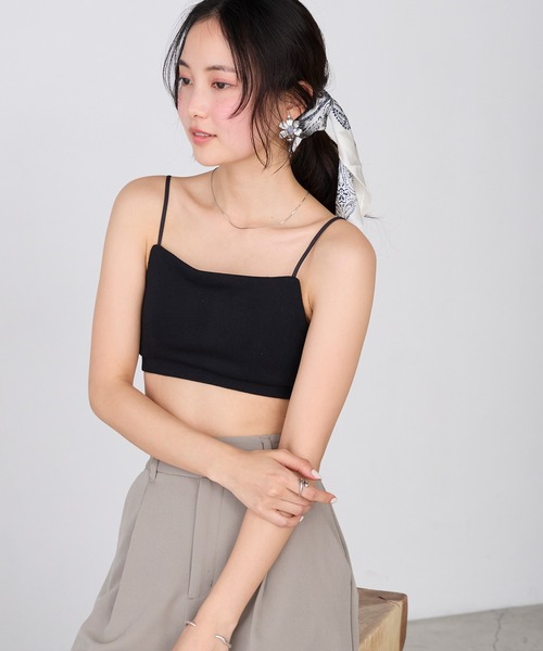 MILLER（ミラー）の「【forksy.】【Robert P. Miller/ ロバート ピー ミラー】カップ付き スクエアネック パネルリブ ブラトップ（キャミソール・レディース・チャコールグレー/ブラック/アイボリー/レッド/ライトグレー・FREE）」の7枚目の写真