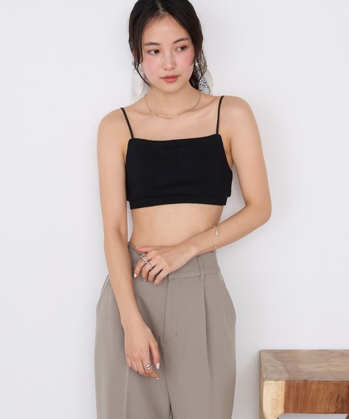 MILLER（ミラー）の「【forksy.】【Robert P. Miller/ ロバート ピー ミラー】カップ付き スクエアネック パネルリブ ブラトップ（キャミソール・レディース・チャコールグレー/ブラック/アイボリー/レッド/ライトグレー・FREE）」の8枚目の写真