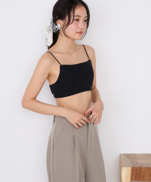 MILLER（ミラー）の「【forksy.】【Robert P. Miller/ ロバート ピー ミラー】カップ付き スクエアネック パネルリブ ブラトップ（キャミソール・レディース・チャコールグレー/ブラック/アイボリー/レッド/ライトグレー・FREE）」の9枚目の写真