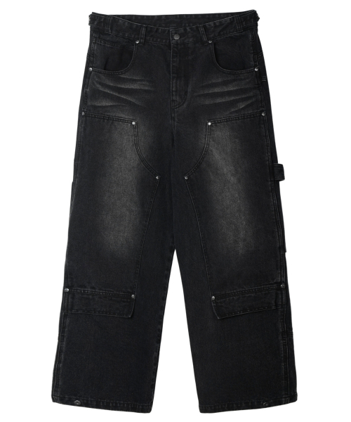 IDWS(アイドンワナセル)の「Overlap Carpenter Denim Pants Black(デニムパンツ・レディース・その他・0/1/2)」の2枚目の写真