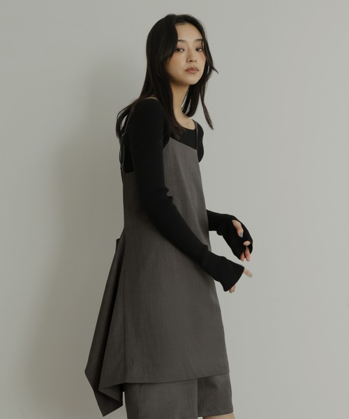 hellam（へラム）の「TRツイルバックオープンチュニックキャミ（キャミソール・レディース・アイボリー/ベージュ/グレー/ブラック・FREE）」の3枚目の写真