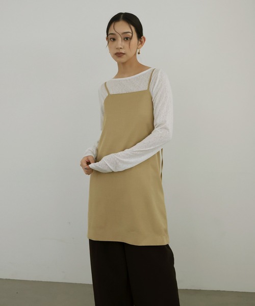 hellam（へラム）の「TRツイルバックオープンチュニックキャミ（キャミソール・レディース・アイボリー/ベージュ/グレー/ブラック・FREE）」の5枚目の写真