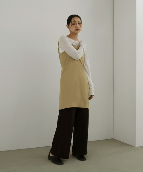 hellam（へラム）の「TRツイルバックオープンチュニックキャミ（キャミソール・レディース・アイボリー/ベージュ/グレー/ブラック・FREE）」の6枚目の写真