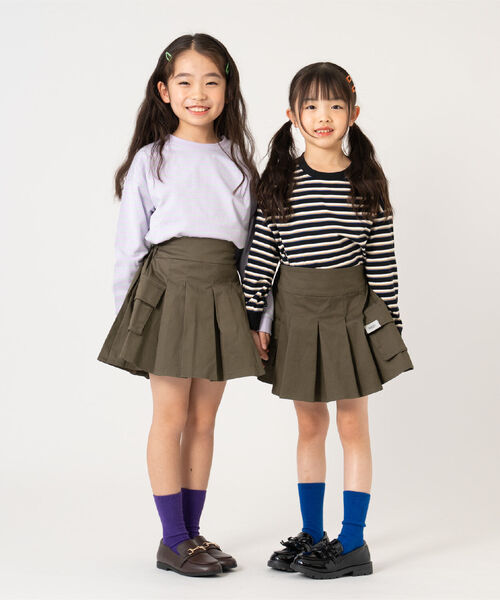 and D. petit main（アンドディープティマイン）の「プリーツカーゴキュロット（スカート・キッズ・ライトカーキ/ブラック/ベージュ・110cm/140cm/130cm/120cm/100cm）」の9枚目の写真