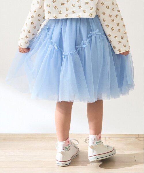 Lycee mine(リセマイン)の「リボン付きギャザーたっぷりチュールスカート【子供服】【キッズ】【女の子】(スカート・キッズ・ラベンダー/ブラック/ブルーグレー/アイボリー/ピンク・120cm/130cm/100cm/150cm/140cm/110cm)」の6枚目の写真