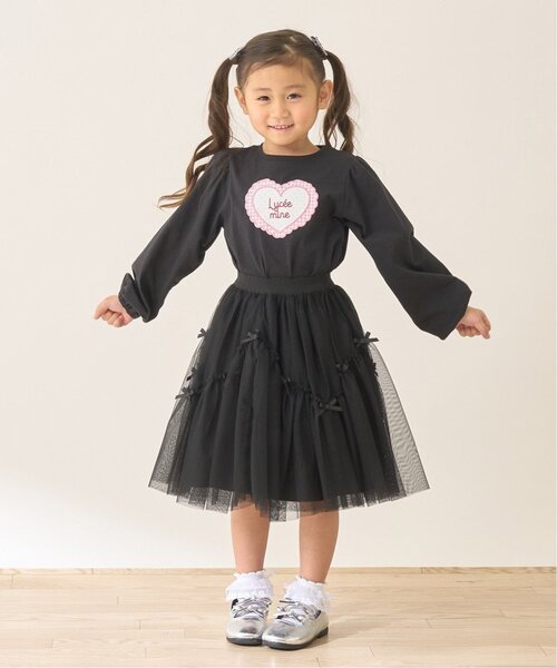 Lycee mine(リセマイン)の「リボン付きギャザーたっぷりチュールスカート【子供服】【キッズ】【女の子】(スカート・キッズ・ラベンダー/ブラック/ブルーグレー/アイボリー/ピンク・120cm/130cm/100cm/150cm/140cm/110cm)」の9枚目の写真