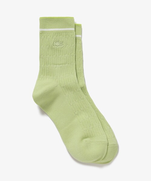 LACOSTE（ラコステ）の「配色ラインケーブルニットソックス 22-24cm（ソックス/靴下・レディース・ブラック/グレー/ホワイト/ライム/ライトグレー・24.0cm）」の5枚目の写真