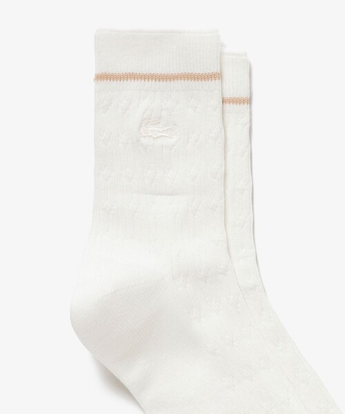 LACOSTE（ラコステ）の「配色ラインケーブルニットソックス 22-24cm（ソックス/靴下・レディース・ブラック/グレー/ホワイト/ライム/ライトグレー・24.0cm）」の7枚目の写真