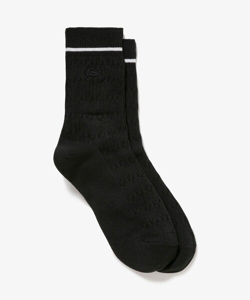 LACOSTE（ラコステ）の「配色ラインケーブルニットソックス 22-24cm（ソックス/靴下・レディース・ブラック/グレー/ホワイト/ライム/ライトグレー・24.0cm）」の8枚目の写真