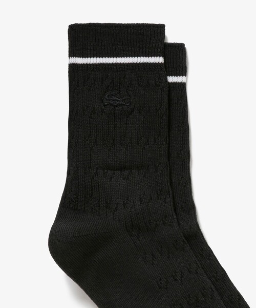 LACOSTE（ラコステ）の「配色ラインケーブルニットソックス 22-24cm（ソックス/靴下・レディース・ブラック/グレー/ホワイト/ライム/ライトグレー・24.0cm）」の9枚目の写真