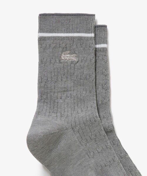 LACOSTE（ラコステ）の「配色ラインケーブルニットソックス 22-24cm（ソックス/靴下・レディース・ブラック/グレー/ホワイト/ライム/ライトグレー・24.0cm）」の13枚目の写真