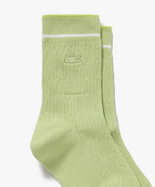 LACOSTE（ラコステ）の「配色ラインケーブルニットソックス 22-24cm（ソックス/靴下・レディース・ブラック/グレー/ホワイト/ライム/ライトグレー・24.0cm）」の15枚目の写真