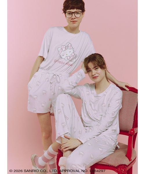 sanrio house（サンリオハウス）の「【gelato pique】【LADIES】総柄ロングパンツ（ルームウェア/パジャマ・レディース・オフホワイト/ライトブルー/ネイビー/ピンク・F）」の6枚目の写真