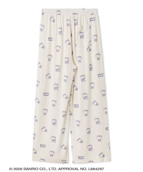 sanrio house（サンリオハウス）の「【gelato pique】【LADIES】総柄ロングパンツ（ルームウェア/パジャマ・レディース・オフホワイト/ライトブルー/ネイビー/ピンク・F）」の9枚目の写真
