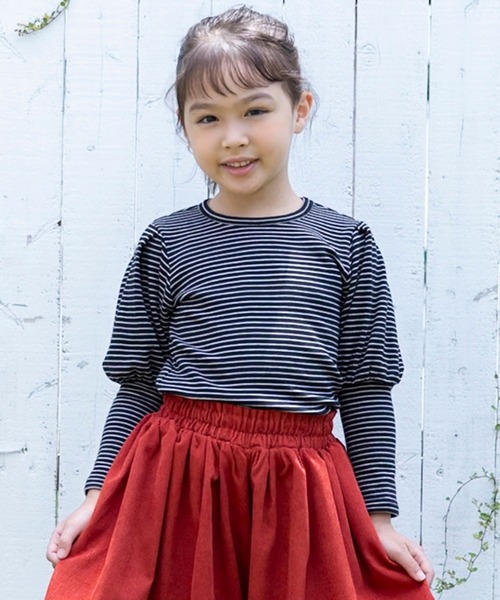 RIO（リオ）の「ショルダーパフTシャツ（Tシャツ/カットソー・キッズ・ベージュ/ブラック/ブラック系その他/杢グレー・80ｃｍ/90cm/100cm/110cm/120cm/130cm/140cm）」の2枚目の写真