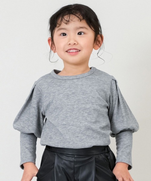 RIO（リオ）の「ショルダーパフTシャツ（Tシャツ/カットソー・キッズ・ベージュ/ブラック/ブラック系その他/杢グレー・80ｃｍ/90cm/100cm/110cm/120cm/130cm/140cm）」の3枚目の写真