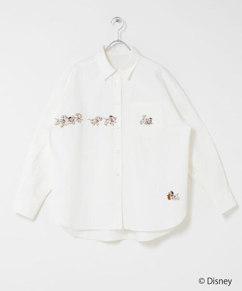 KBF(ケイビーエフ)の「Disney/刺繍シャツ(シャツ/ブラウス・レディース・オフホワイト/ブラウン・ONE)」の3枚目の写真