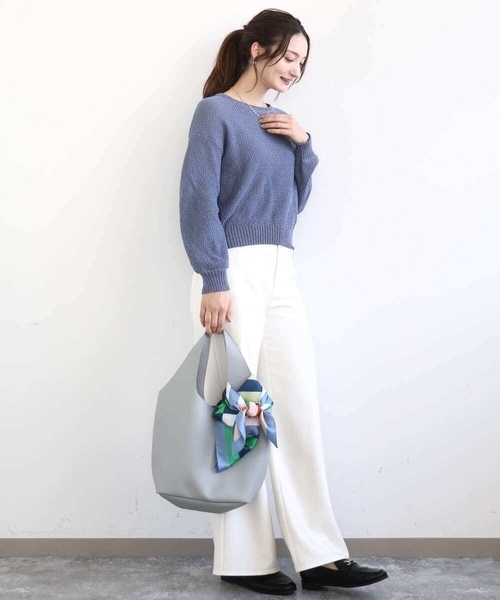 MK MICHEL KLEIN（エムケーミッシェルクラン）の「[A4収納可]リングチャーム付きトートバッグ（トートバッグ・レディース・アイボリー/ブラック/ライトグレー・38）」の9枚目の写真