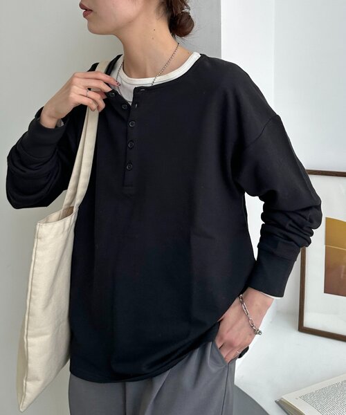 「Disconnection」人頭におけるニューベーシック(D.D.A.) セール】【Enlude】シアー裏毛ヘンリーネック（Tシャツ/カットソー