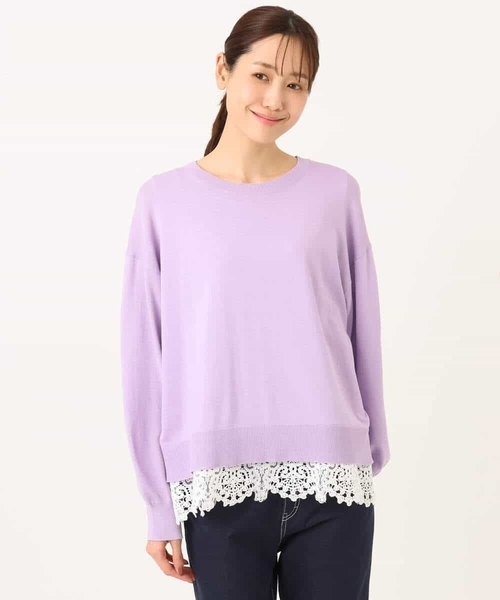 MK MICHEL KLEIN(エムケーミッシェルクラン)の「ハイゲージニット×裾レースタンクトップセット/洗える(ニット/セーター・レディース・ピンク/ラベンダー/ネイビー・38)」の16枚目の写真