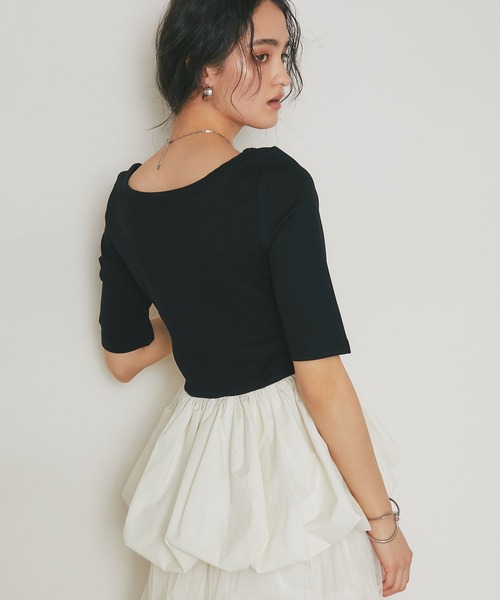 ARVELLIA(アルベリア)の「ASYMMETRIC BALLOON TOP(Tシャツ/カットソー・レディース・グレー/ブラック・M)」の12枚目の写真