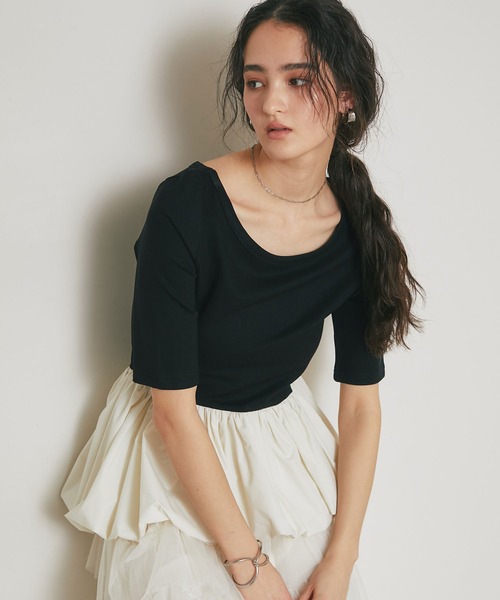 ARVELLIA(アルベリア)の「ASYMMETRIC BALLOON TOP(Tシャツ/カットソー・レディース・グレー/ブラック・M)」の15枚目の写真