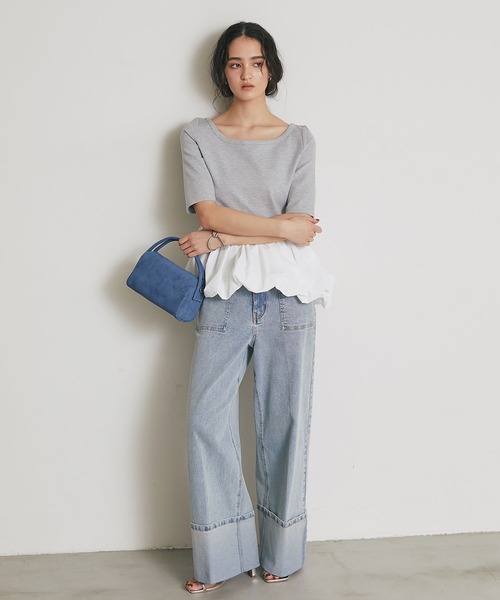 ARVELLIA(アルベリア)の「ASYMMETRIC BALLOON TOP(Tシャツ/カットソー・レディース・グレー/ブラック・M)」の19枚目の写真