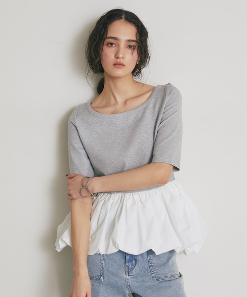 ARVELLIA(アルベリア)の「ASYMMETRIC BALLOON TOP(Tシャツ/カットソー・レディース・グレー/ブラック・M)」の21枚目の写真