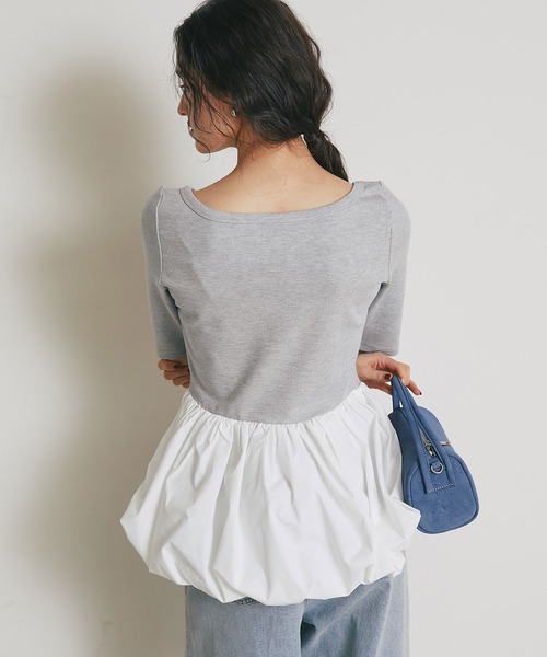 ARVELLIA(アルベリア)の「ASYMMETRIC BALLOON TOP(Tシャツ/カットソー・レディース・グレー/ブラック・M)」の22枚目の写真