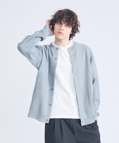 ABAHOUSE（アバハウス）の「ドライタッチ ペーパーライク クルーネックカーディガン（カーディガン/ボレロ・メンズ・ベージュ/ピンクベージュ/ブラック/グレー・46/48）」の3枚目の写真