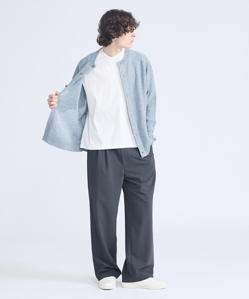 ABAHOUSE（アバハウス）の「ドライタッチ ペーパーライク クルーネックカーディガン（カーディガン/ボレロ・メンズ・ベージュ/ピンクベージュ/ブラック/グレー・46/48）」の5枚目の写真