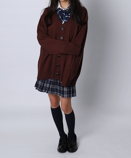 BLACKQUEEN(ブラッククイーン)の「【BLACKQUEEN】JK制服ゆるニットルーズカーディガン(カーディガン/ボレロ・レディース・ブラウン/アイボリー/オレンジ/ミント/グリーン・L)」の8枚目の写真