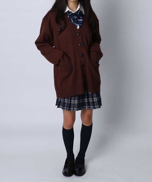 BLACKQUEEN(ブラッククイーン)の「【BLACKQUEEN】JK制服ゆるニットルーズカーディガン(カーディガン/ボレロ・レディース・ブラウン/アイボリー/オレンジ/ミント/グリーン・L)」の9枚目の写真