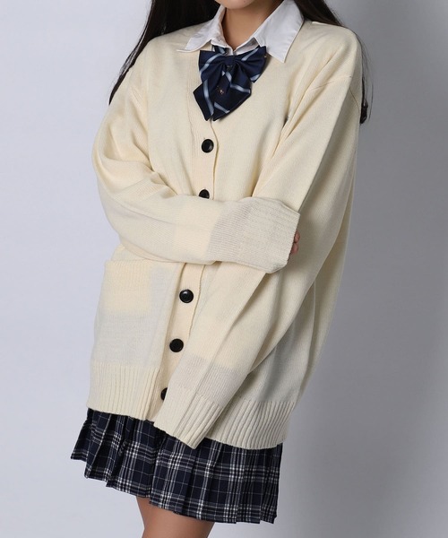 BLACKQUEEN(ブラッククイーン)の「【BLACKQUEEN】JK制服ゆるニットルーズカーディガン(カーディガン/ボレロ・レディース・ブラウン/アイボリー/オレンジ/ミント/グリーン・L)」の14枚目の写真