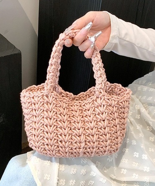 mebole(メボレ)の「編みかごハンドバッグ(ハンドバッグ・レディース・ブルー/イエロー/ピンク/ブラック/ホワイト/レッド/ベージュ・FREE)」の13枚目の写真