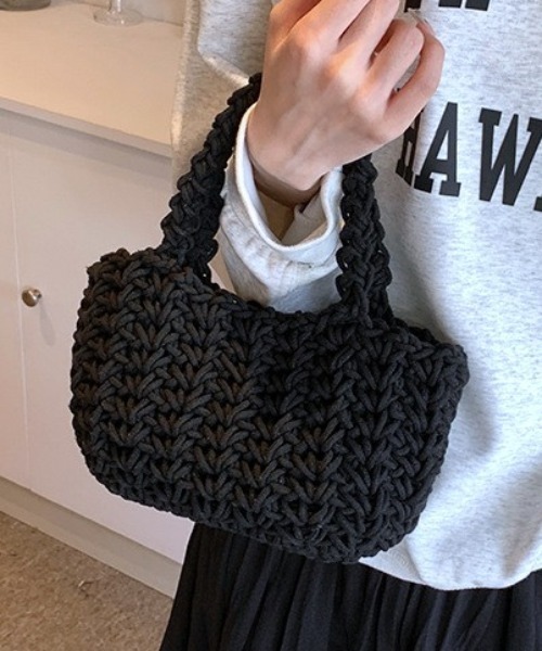 mebole(メボレ)の「編みかごハンドバッグ(ハンドバッグ・レディース・ブルー/イエロー/ピンク/ブラック/ホワイト/レッド/ベージュ・FREE)」の15枚目の写真