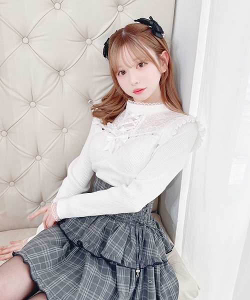 MA*RS(アメーバーマーズ)の「ハートレース×レースアップテレコトップス(Tシャツ/カットソー・レディース・ブラック×ホワイト/ピンク/ホワイト/ブラック・FREE)」の6枚目の写真
