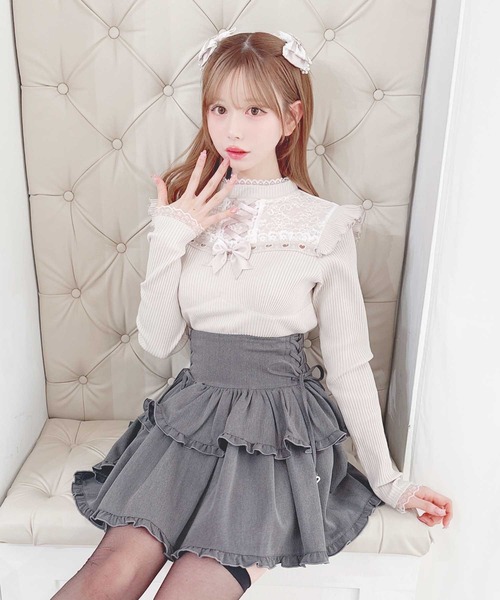 MA*RS(アメーバーマーズ)の「ハートレース×レースアップテレコトップス(Tシャツ/カットソー・レディース・ブラック×ホワイト/ピンク/ホワイト/ブラック・FREE)」の21枚目の写真