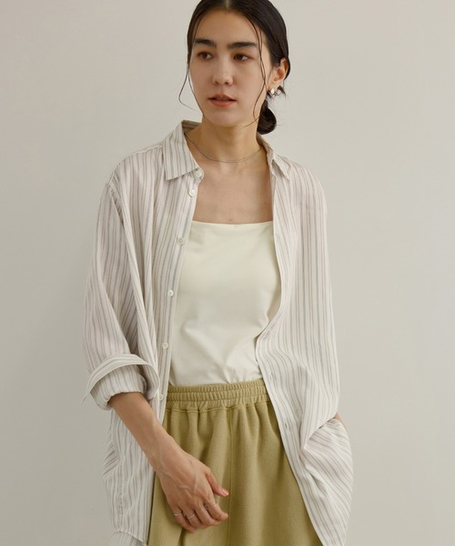 SALON adam et rope'（サロン アダム エ ロペ）の「ベア天カップ付きベアトップキャミソール / UVケア・接触冷感（キャミソール・レディース・ホワイト/ブラック/キナリ/キャメル・M/S）」の3枚目の写真