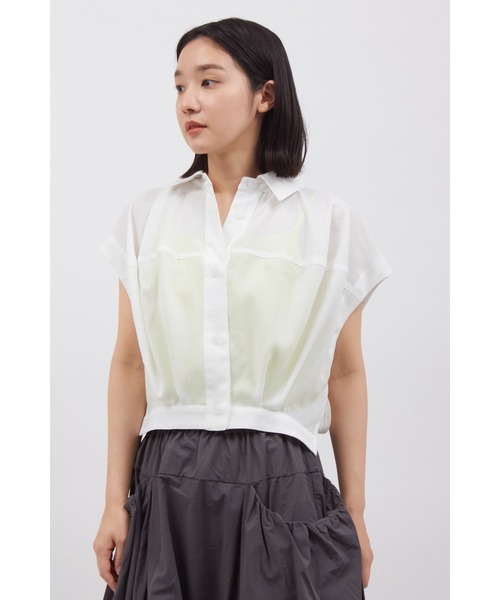 TORUNE（トルネ）の「ＴOＲＵＮＥ∴フレンチスリーブシャツ（シャツ/ブラウス・レディース・ブラック/オフホワイト・M/L）」の2枚目の写真