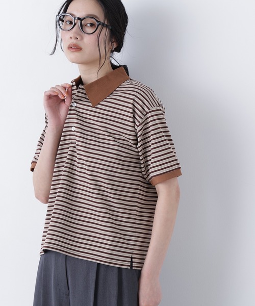 N.(N. Natural Beauty Basic)(エヌエヌナチュラルビューティーベーシック)の「【STAR & STRIPE】ボーダーポロシャツ(ポロシャツ・レディース・ピンク系その他2/ブルー系その他2/ブラウン系その他・FREE)」の2枚目の写真