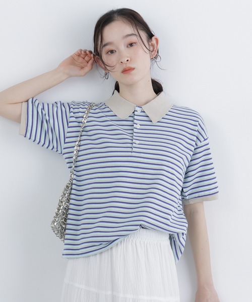 N.(N. Natural Beauty Basic)(エヌエヌナチュラルビューティーベーシック)の「【STAR & STRIPE】ボーダーポロシャツ(ポロシャツ・レディース・ピンク系その他2/ブルー系その他2/ブラウン系その他・FREE)」の1枚目の写真